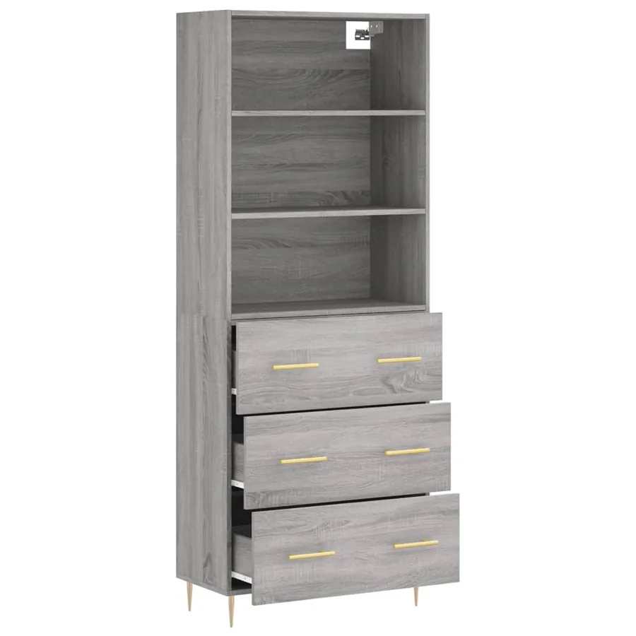 Buffet haut Sonoma gris 69,5x34x180 cm Bois d'ingénierie - 4