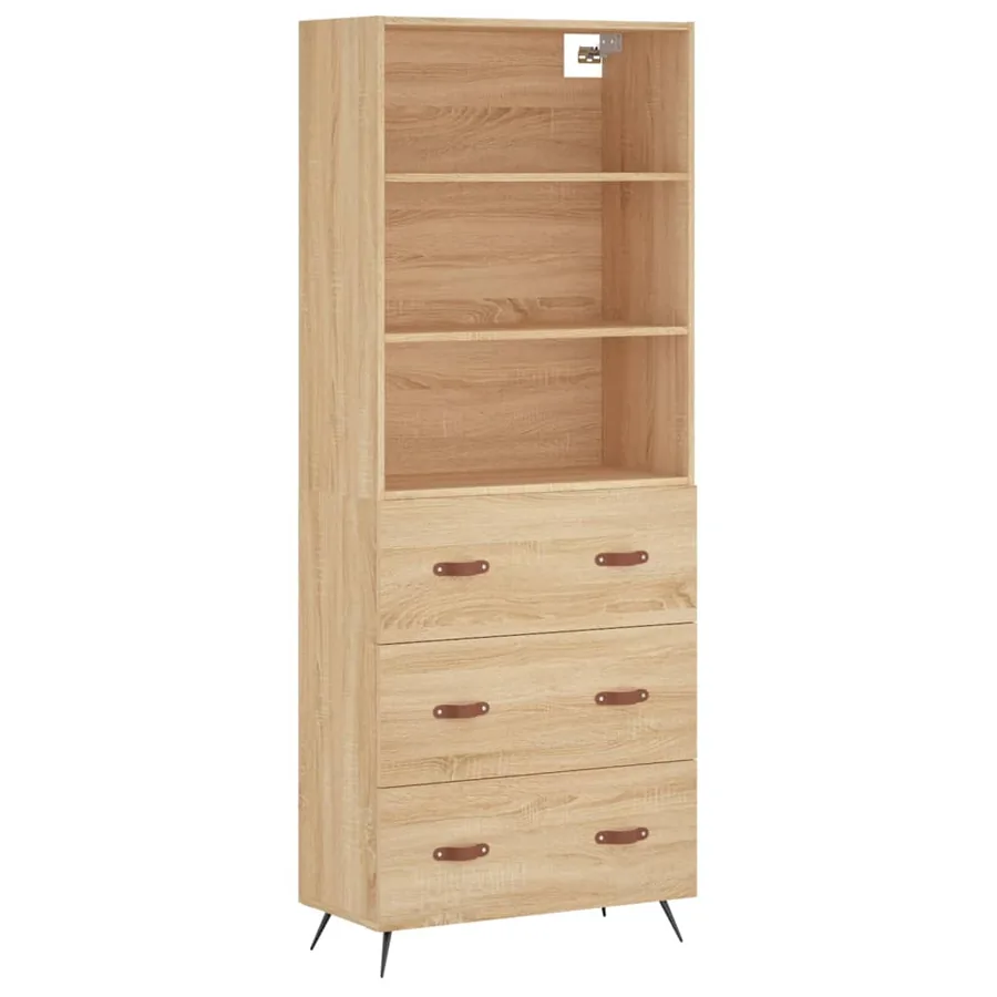 Buffet haut Chêne sonoma 69,5x34x180 cm Bois d'ingénierie - 2