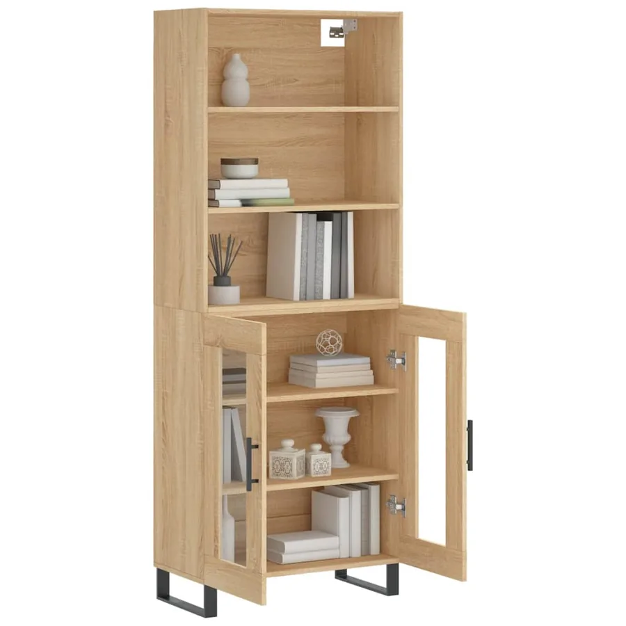 Buffet haut Chêne sonoma 69,5x34x180 cm Bois d'ingénierie - 3