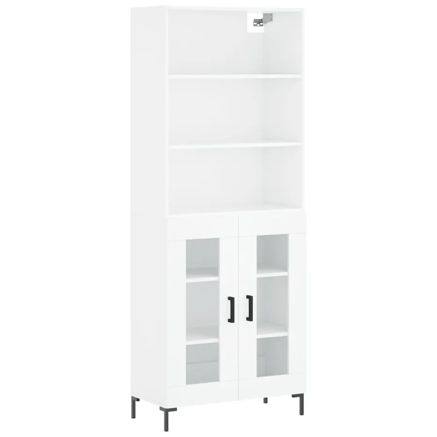 Buffet haut Blanc brillant 69,5x34x180 cm Bois d'ingénierie - 2