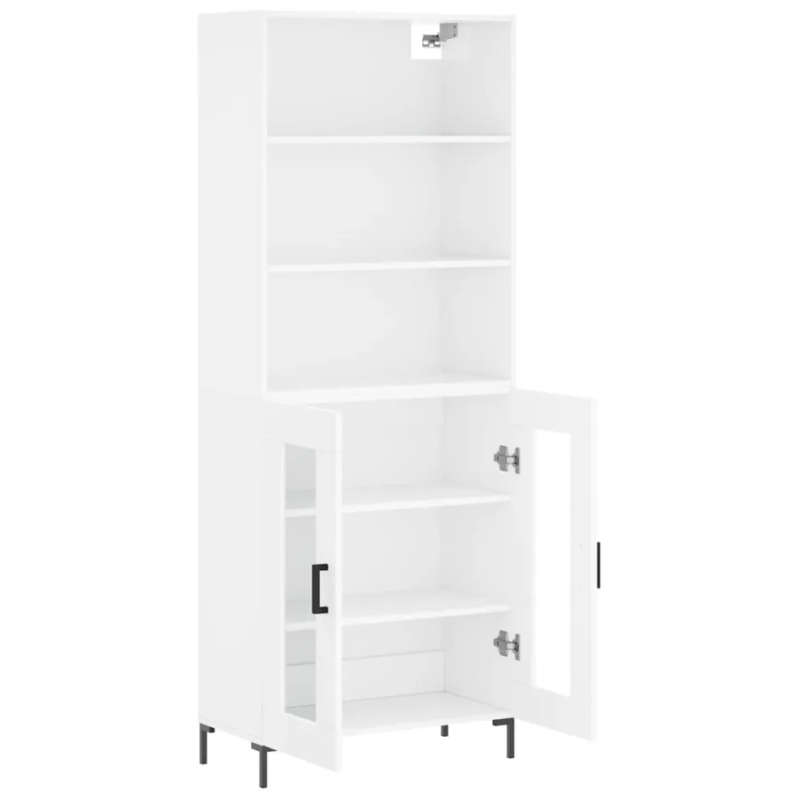 Buffet haut Blanc brillant 69,5x34x180 cm Bois d'ingénierie - 4