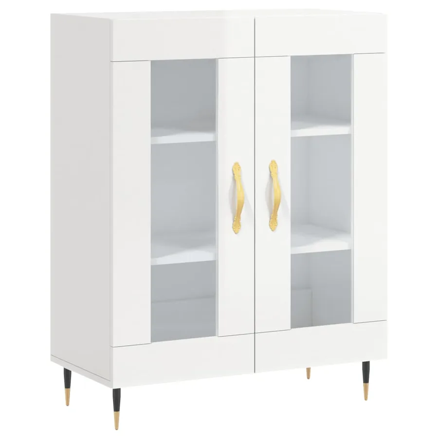 Buffet haut Blanc brillant 69,5x34x180 cm Bois d'ingénierie - 6