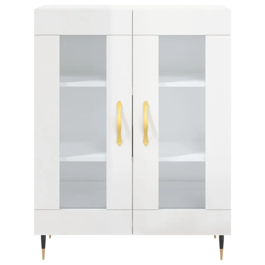 Buffet haut Blanc brillant 69,5x34x180 cm Bois d'ingénierie - 7