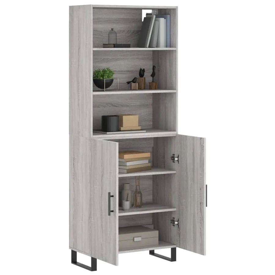Buffet haut Sonoma gris 69,5x34x180 cm Bois d'ingénierie - 3