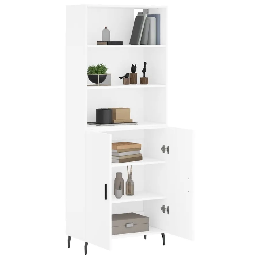Buffet haut Blanc 69,5x34x180 cm Bois d'ingénierie - 3