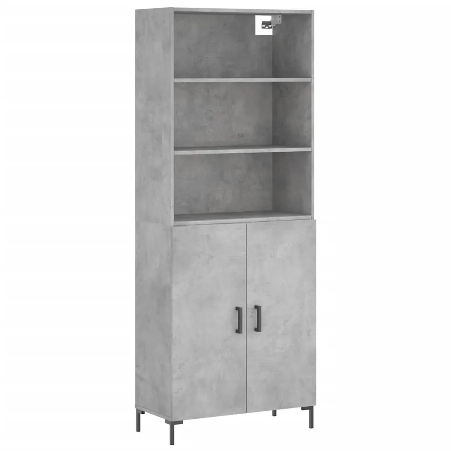 Buffet haut Gris béton 69,5x34x180 cm Bois d'ingénierie - 2