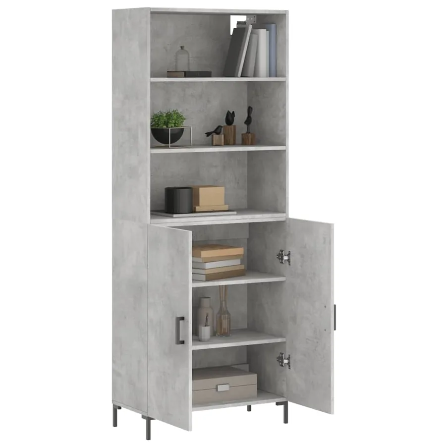 Buffet haut Gris béton 69,5x34x180 cm Bois d'ingénierie - 3