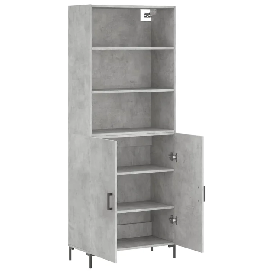 Buffet haut Gris béton 69,5x34x180 cm Bois d'ingénierie - 4
