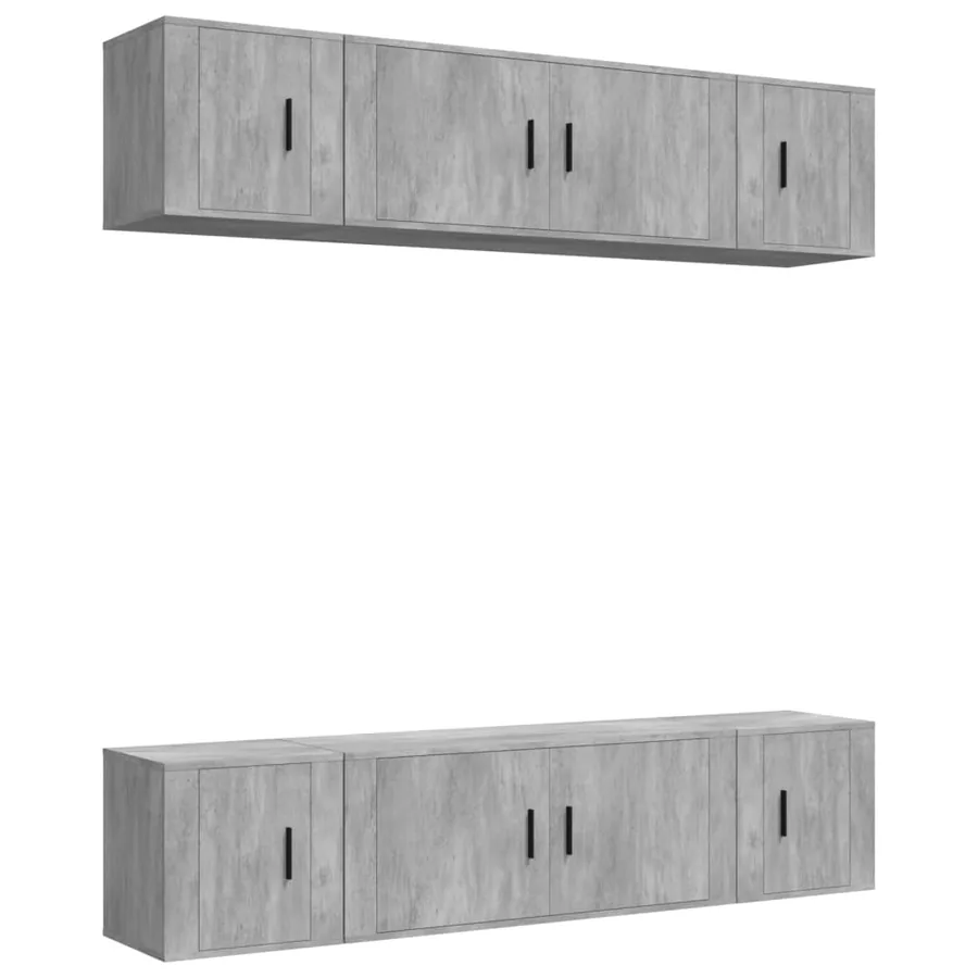 Ensemble de meubles TV 6 pcs Gris béton Bois d'ingénierie - 2