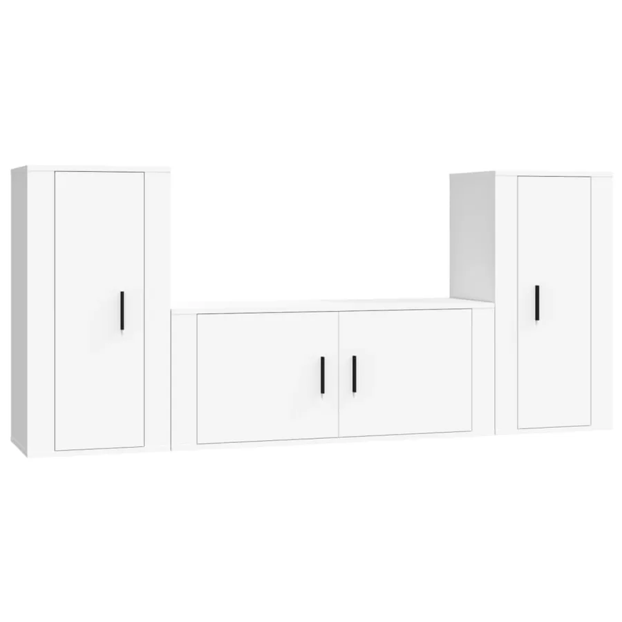 Ensemble de meubles TV 3 pcs Blanc Bois d'ingénierie - 2