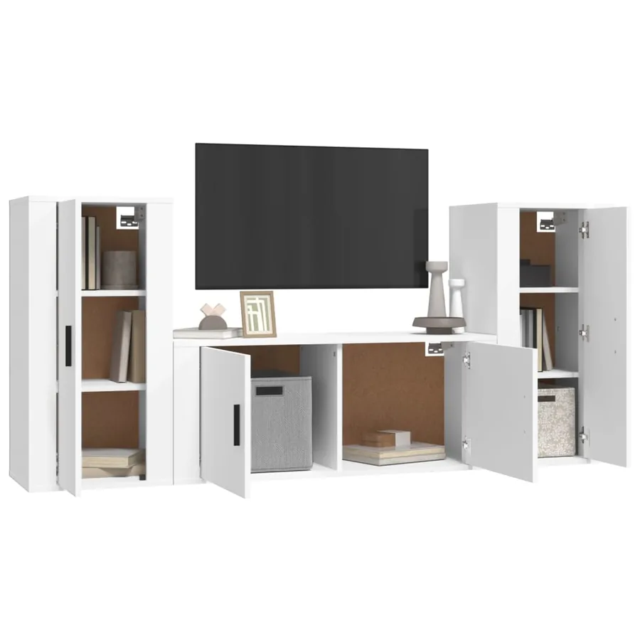 Ensemble de meubles TV 3 pcs Blanc Bois d'ingénierie - 3