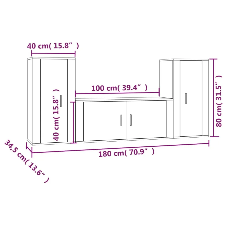 Ensemble de meubles TV 3 pcs Blanc Bois d'ingénierie - 8