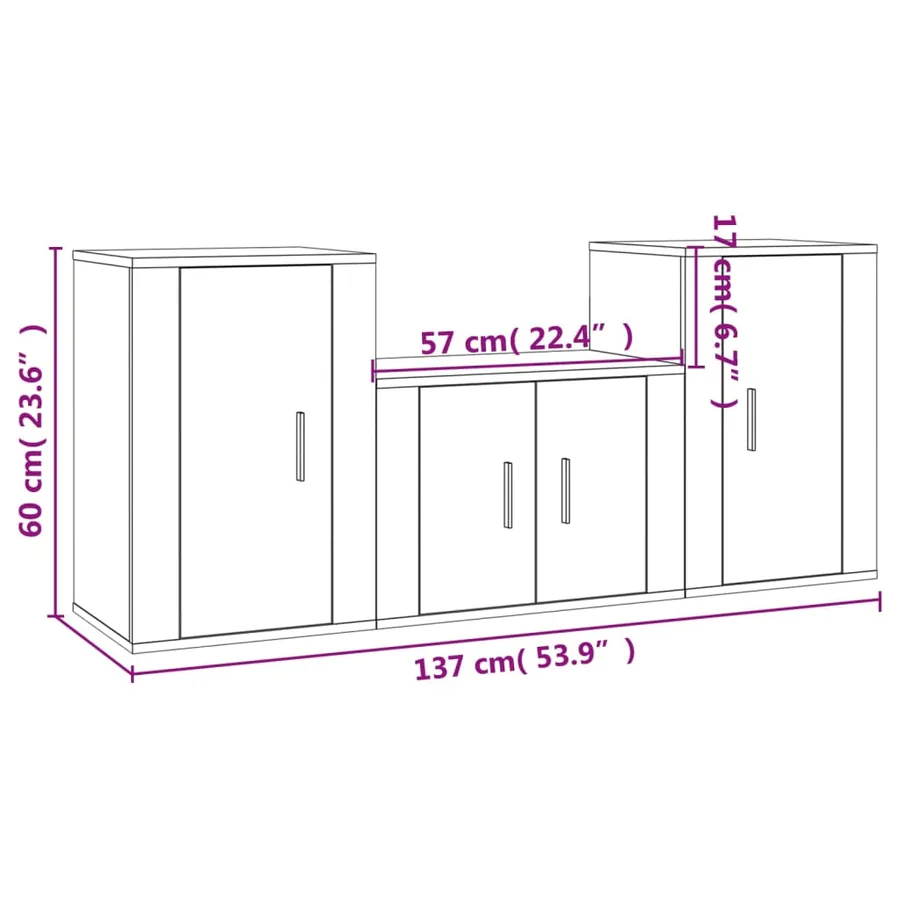 Ensemble de meubles TV 3 pcs Blanc Bois d'ingénierie - 10