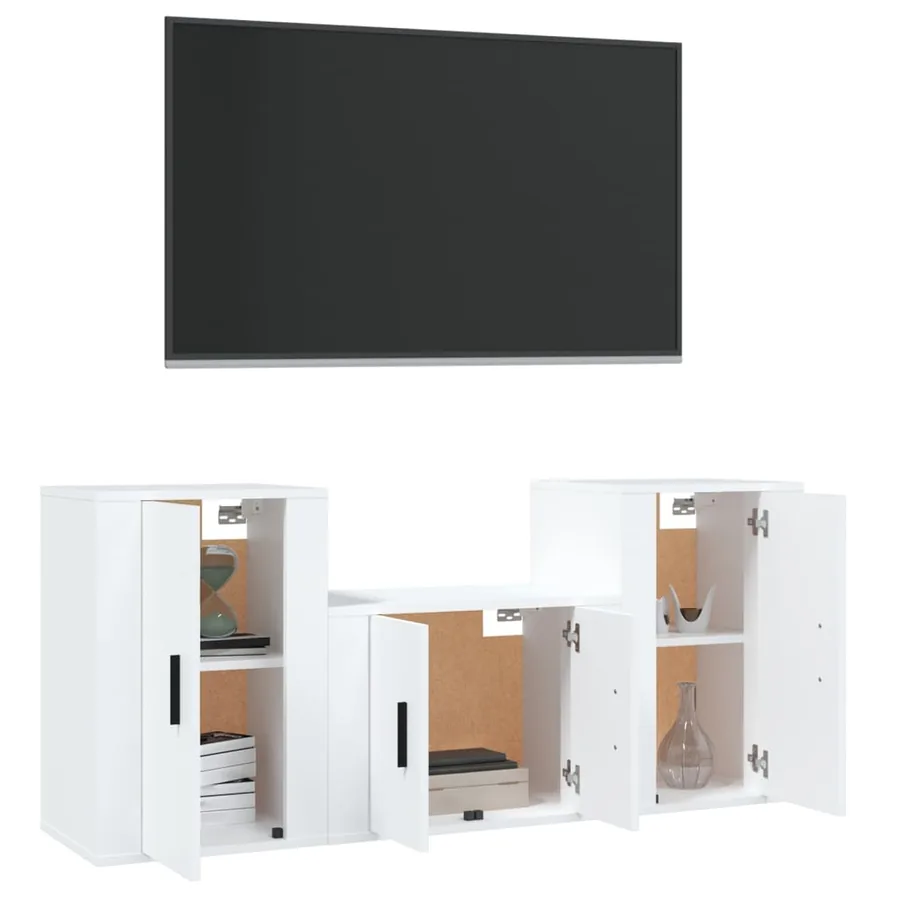 Ensemble de meubles TV 3 pcs Blanc Bois d'ingénierie - 3
