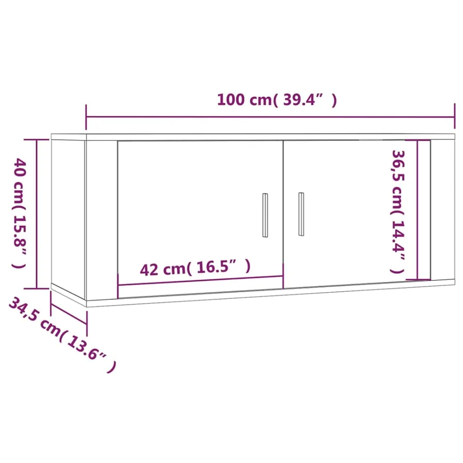 Meubles TV muraux 3 pcs sonoma gris 100x34,5x40 cm - 9