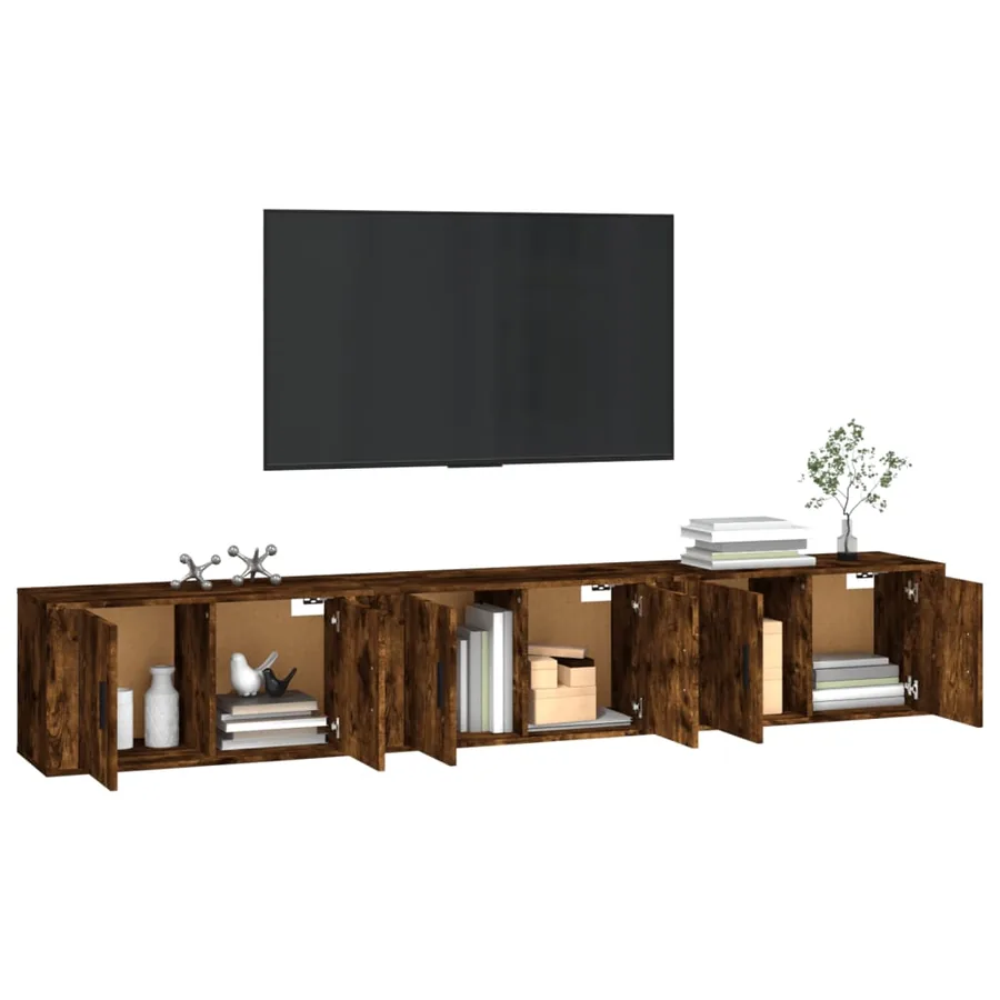 Meubles TV muraux 3 pcs chêne fumé 80x34,5x40 cm - 3