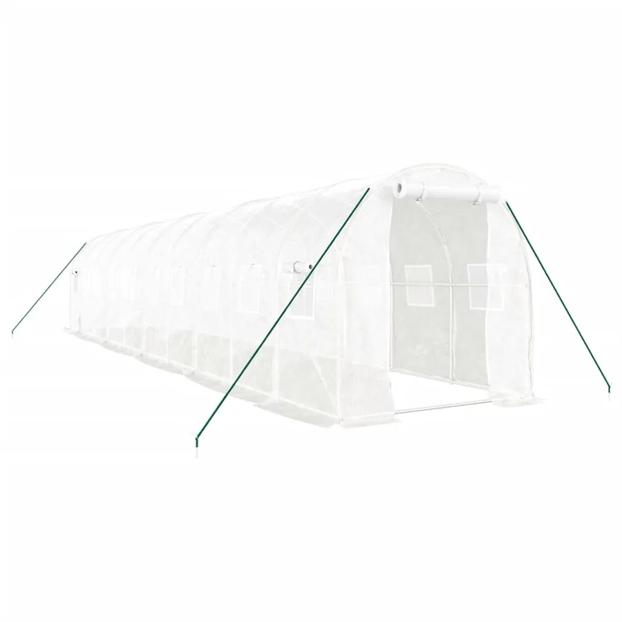 Serre avec cadre en acier blanc 20 m² 10x2x2 m - 2
