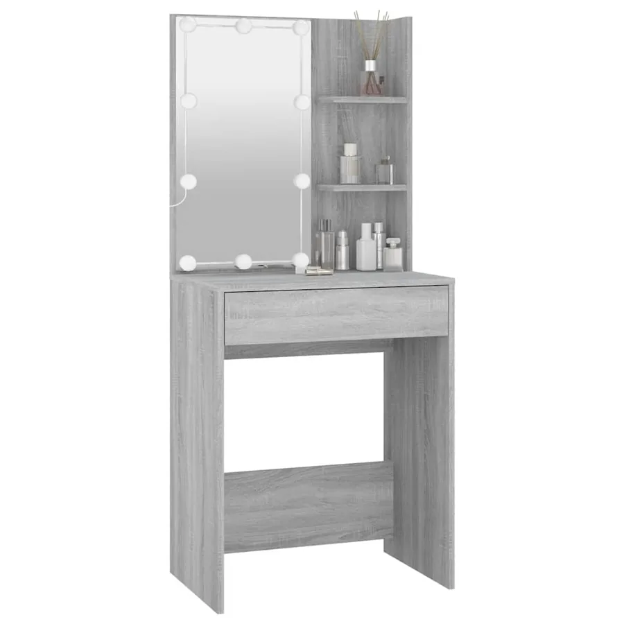 Coiffeuse avec LED sonoma gris 60x40x140 cm - 12