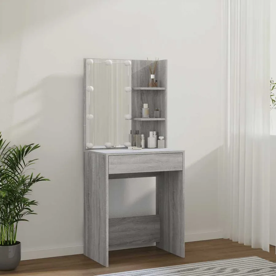 Coiffeuse avec LED sonoma gris 60x40x140 cm - 14