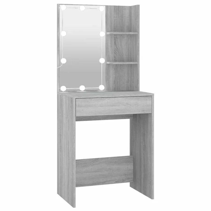 Coiffeuse avec LED sonoma gris 60x40x140 cm - 2