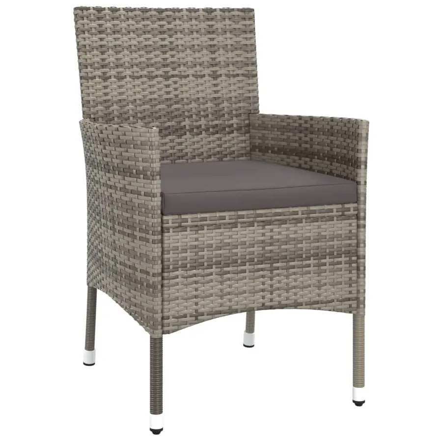 Ensemble de bistro de jardin 3 pcs coussins gris poly rotin - 4