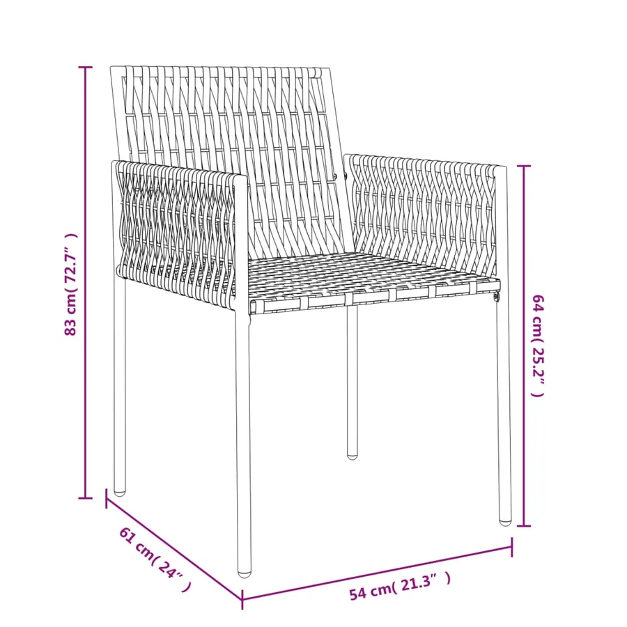 Chaises de jardin et coussins lot de 4 marron 54x61x83 cm rotin - 9