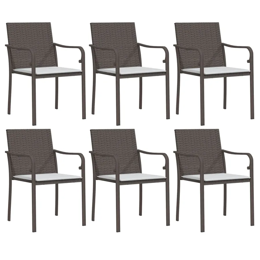 Ensemble à manger de jardin 7 pcs coussins résine tressée acier - 4