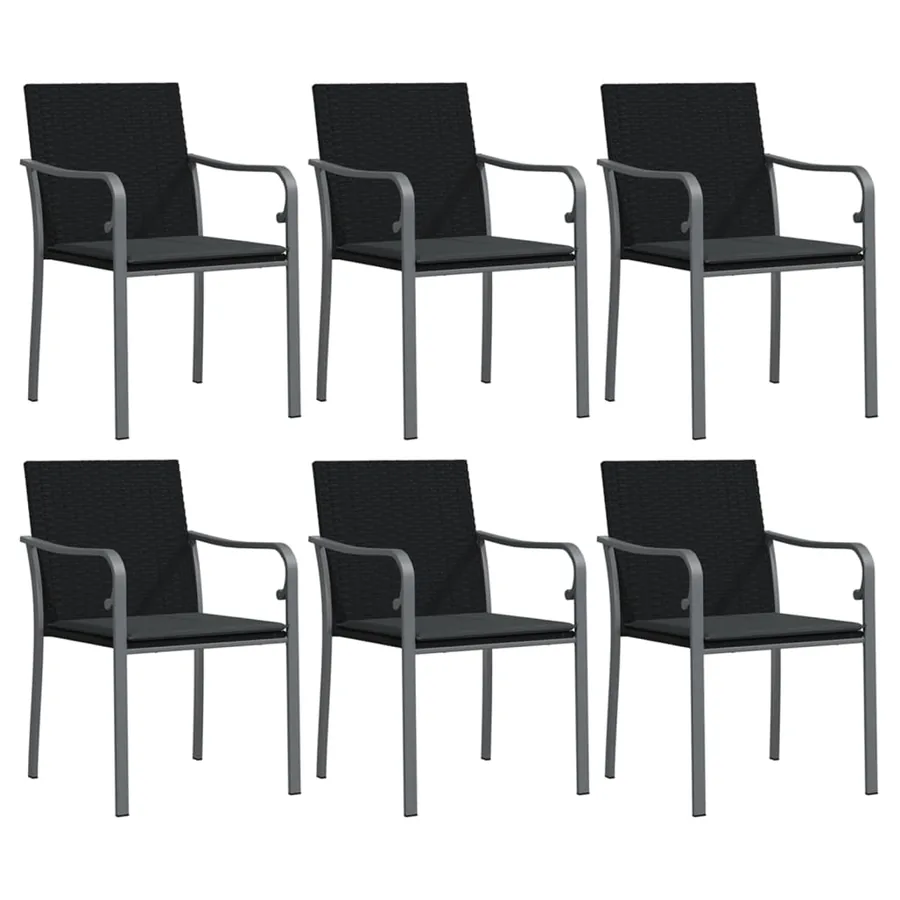 Ensemble à manger de jardin 7 pcs coussins résine tressée acier - 4