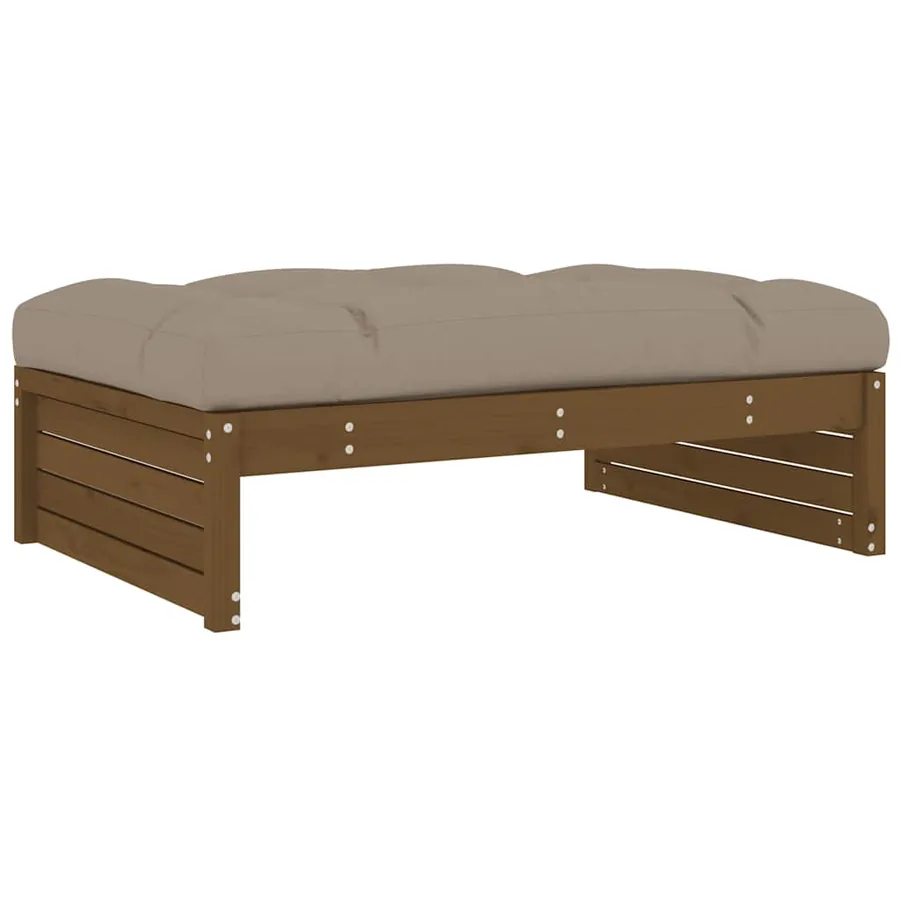 Salon de jardin 2 pcs avec coussins marron miel bois massif - 5