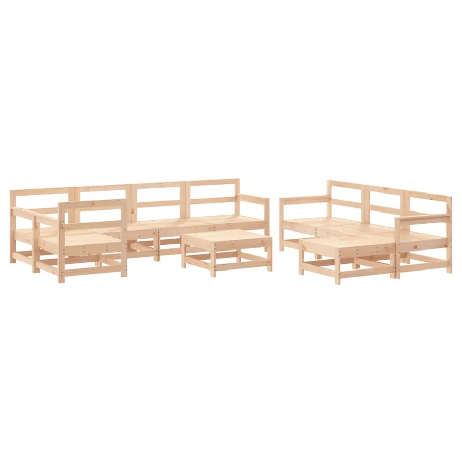 Salon de jardin 10 pcs avec coussins bois massif - 3