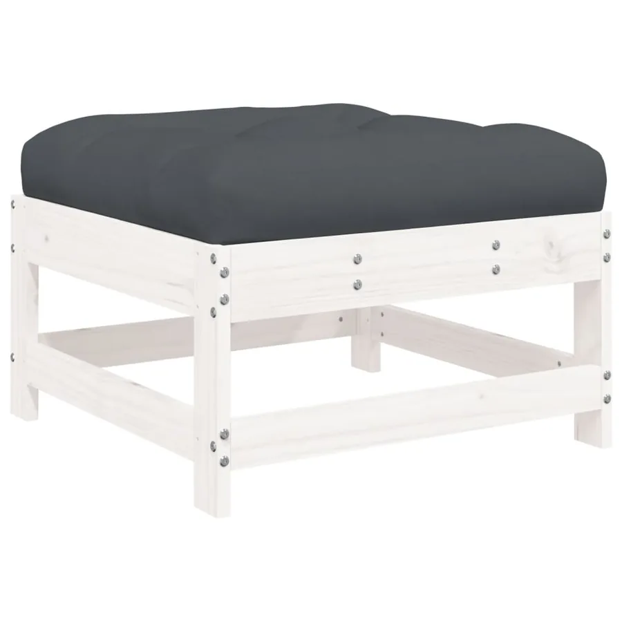 Salon de jardin 6 pcs avec coussins blanc bois massif - 6