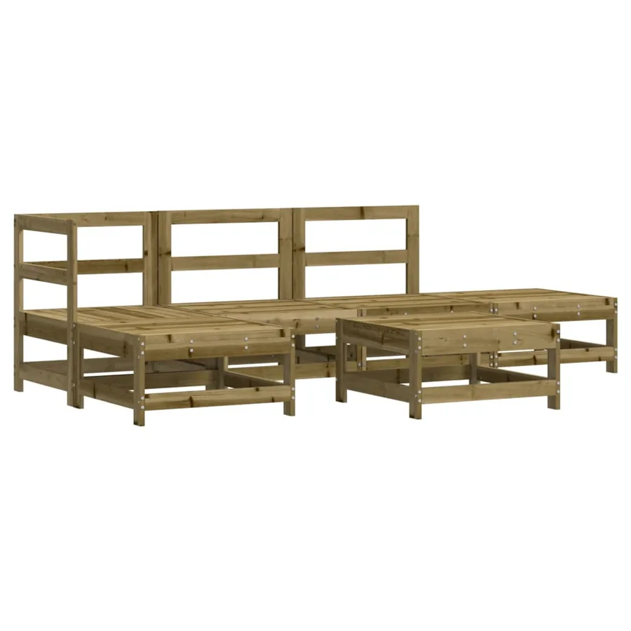 Salon de jardin 6 pcs avec coussins bois de pin imprégné - 3