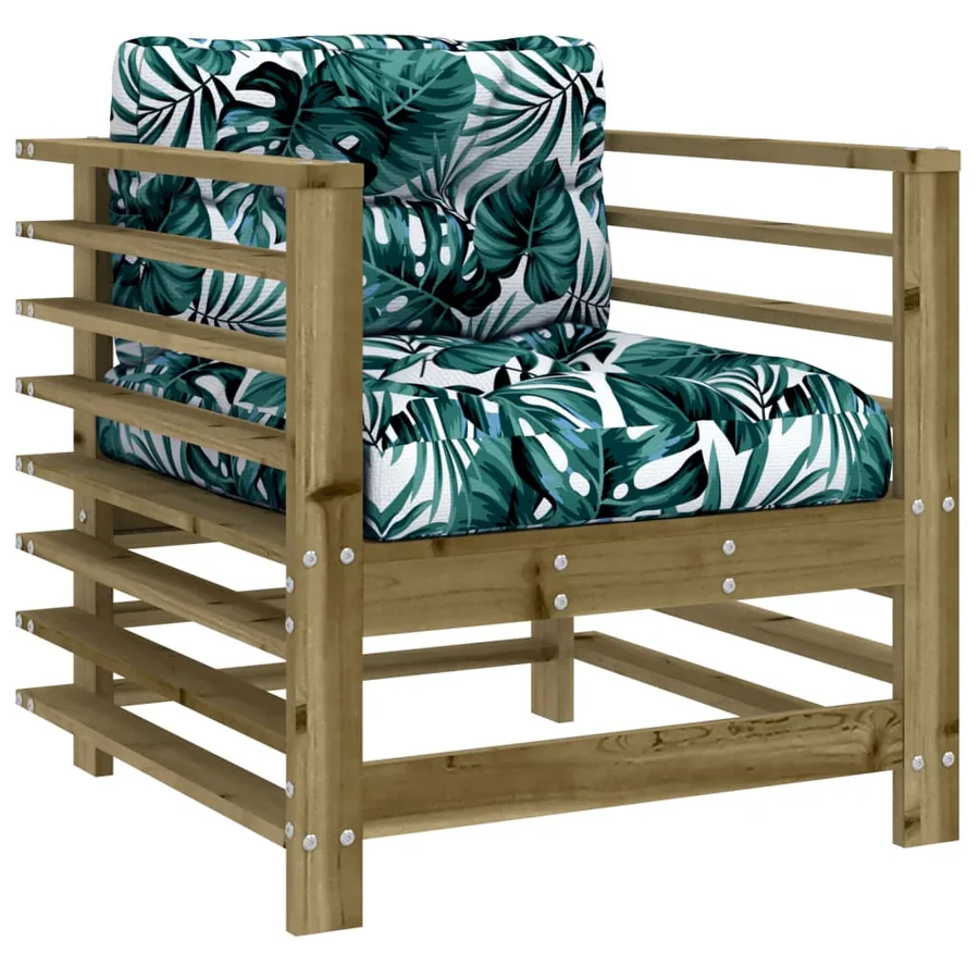 Salon de jardin 7 pcs avec coussins bois de pin imprégné - 5