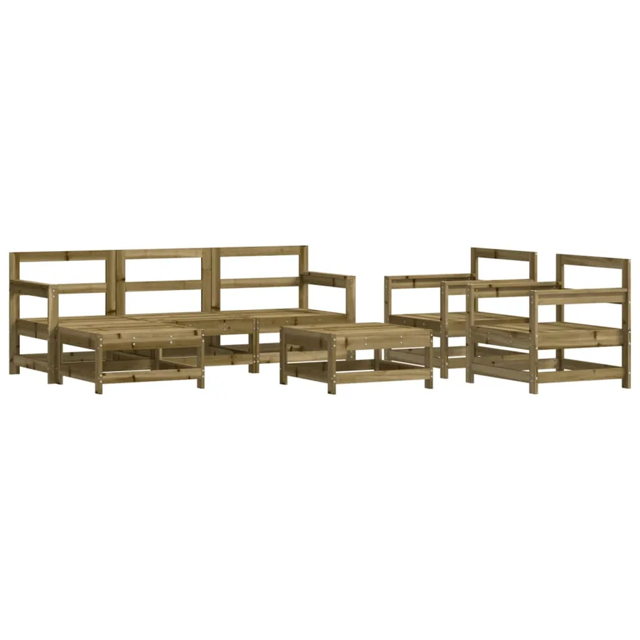 Salon de jardin 7 pcs avec coussins bois de pin imprégné - 3