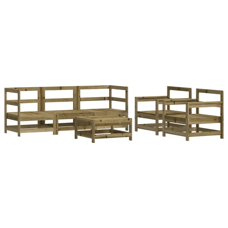 Salon de jardin 6 pcs avec coussins bois de pin imprégné - 3