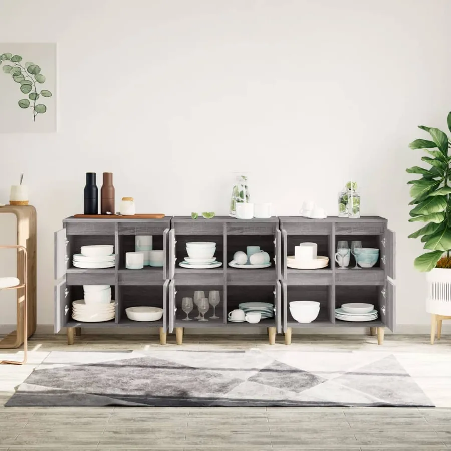 Buffets 3 pcs sonoma gris 60x35x70 cm bois d'ingénierie - 3