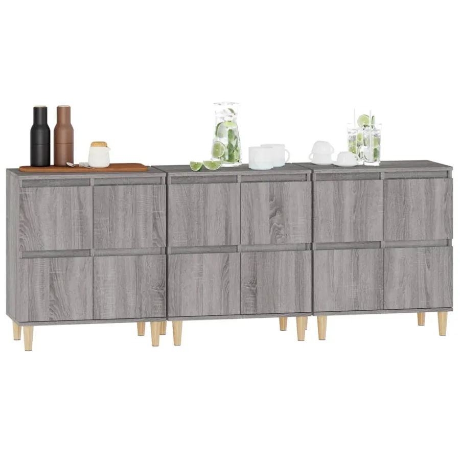 Buffets 3 pcs sonoma gris 60x35x70 cm bois d'ingénierie - 4