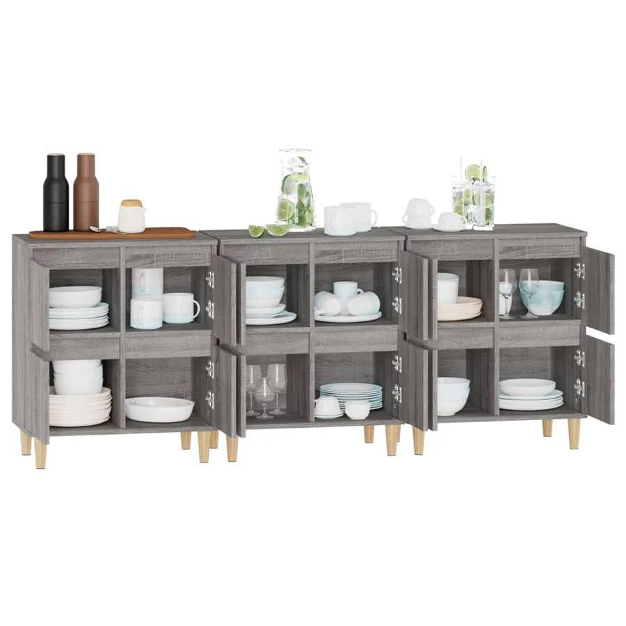 Buffets 3 pcs sonoma gris 60x35x70 cm bois d'ingénierie - 5