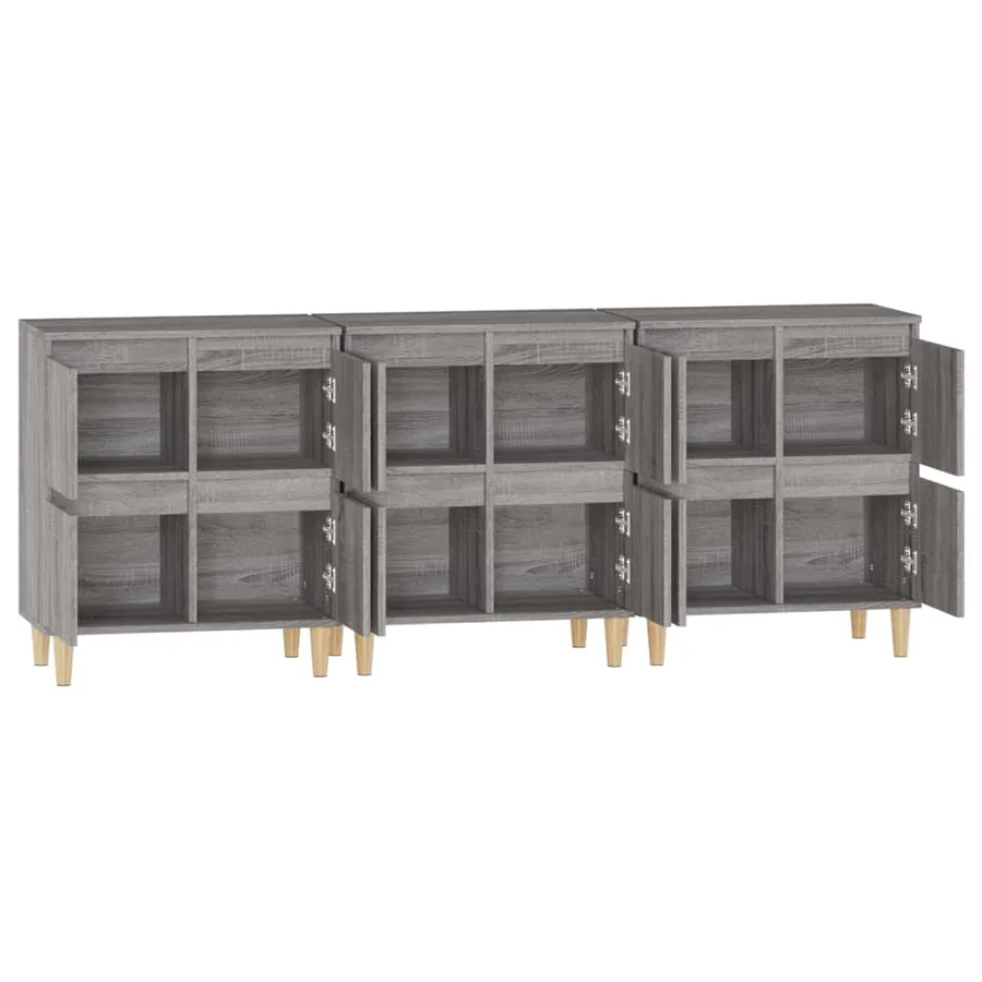 Buffets 3 pcs sonoma gris 60x35x70 cm bois d'ingénierie - 7