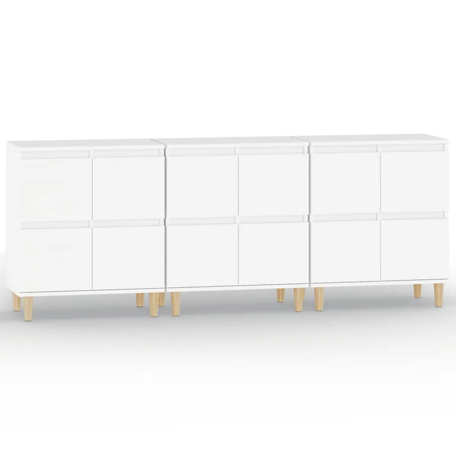 Buffets 3 pcs blanc 60x35x70 cm bois d'ingénierie - 2