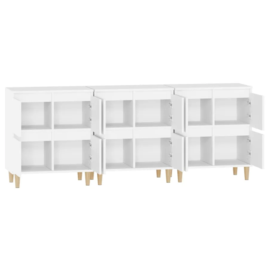 Buffets 3 pcs blanc 60x35x70 cm bois d'ingénierie - 7