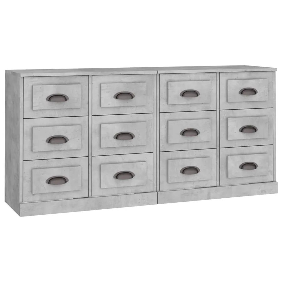 Buffets 2 pcs gris béton bois d'ingénierie - 2