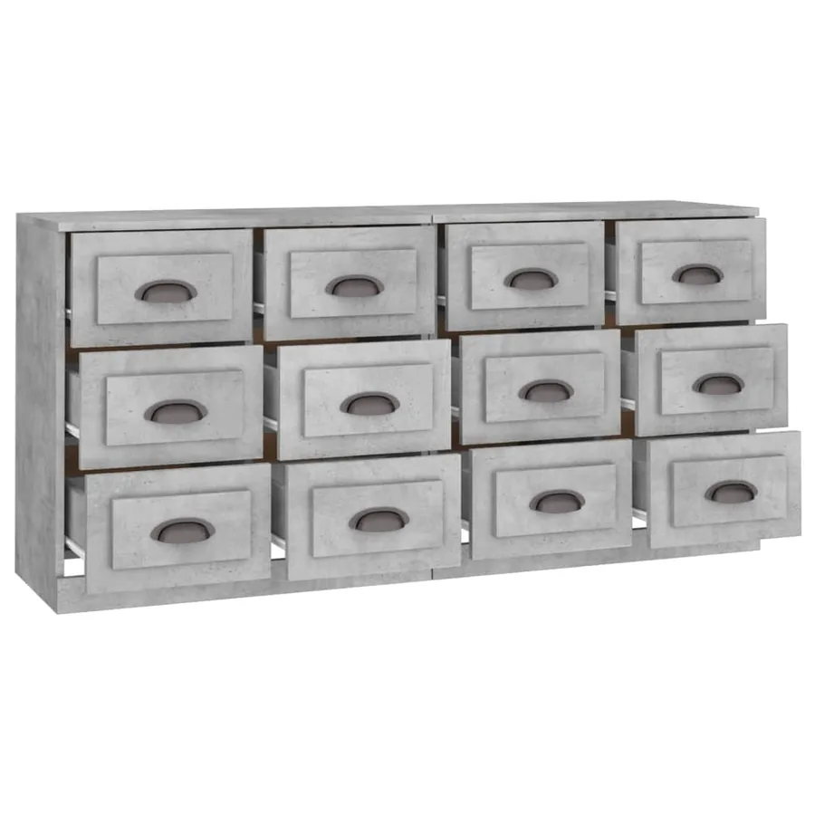 Buffets 2 pcs gris béton bois d'ingénierie - 5