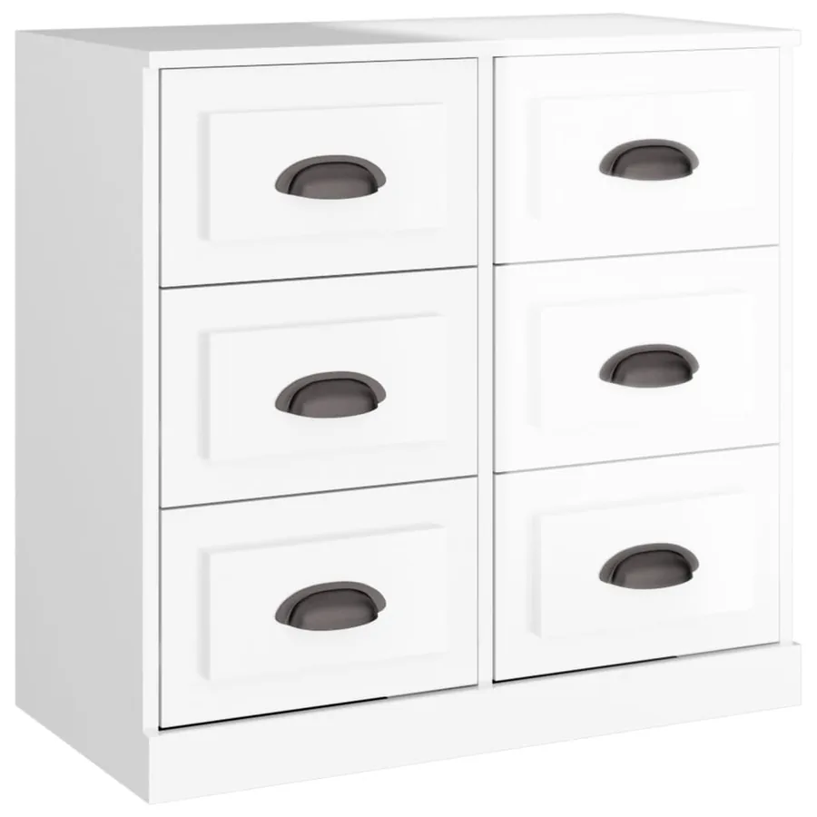 Buffets 2 pcs blanc brillant bois d'ingénierie - 6