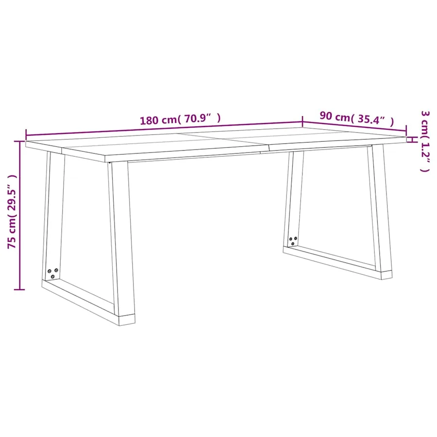 Ensemble à manger 3 pcs avec bord vivant bois massif d'acacia - 11