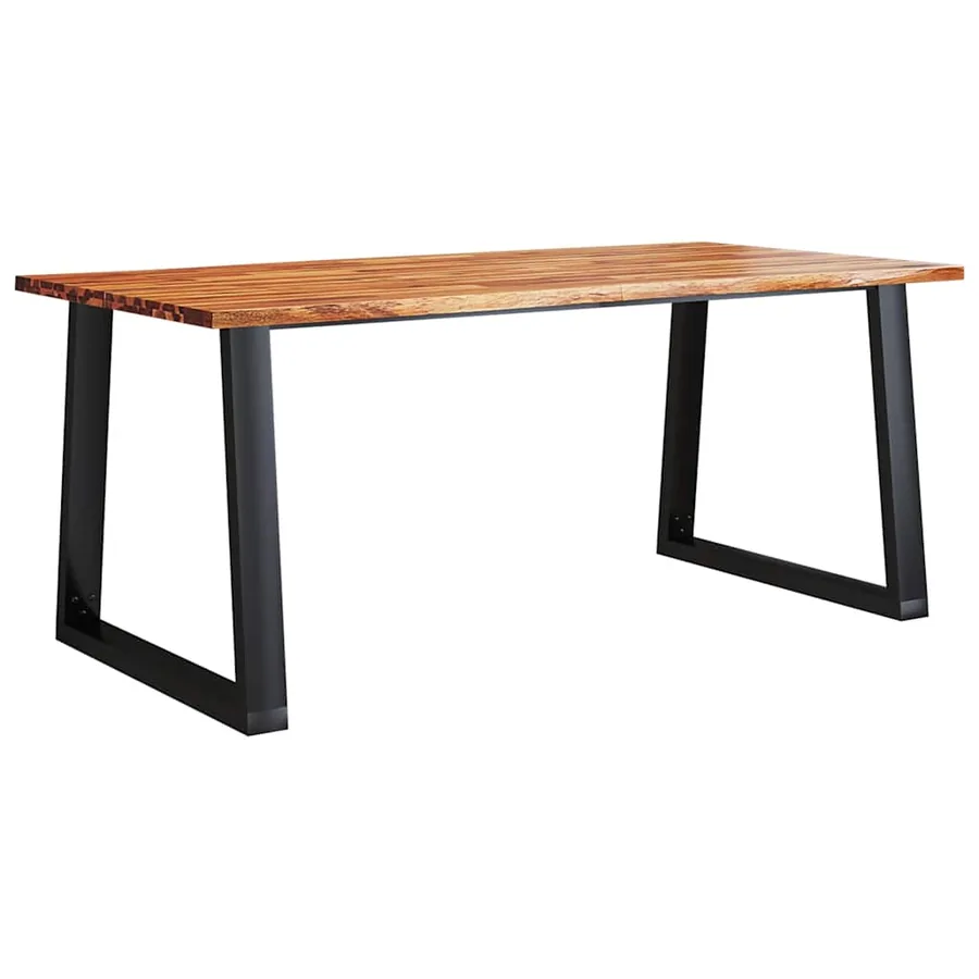 Ensemble à manger 3 pcs avec bord vivant bois massif d'acacia - 3