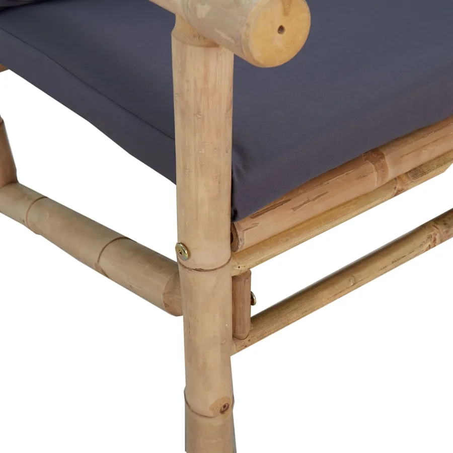 Salon de jardin 3 pcs avec coussins gris foncé bambou - 6