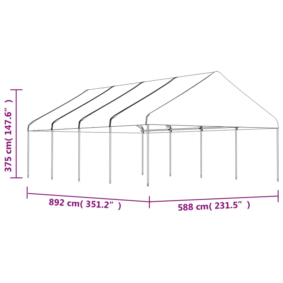 Belvédère avec toit blanc 8,92x5,88x3,75 m polyéthylène - 5