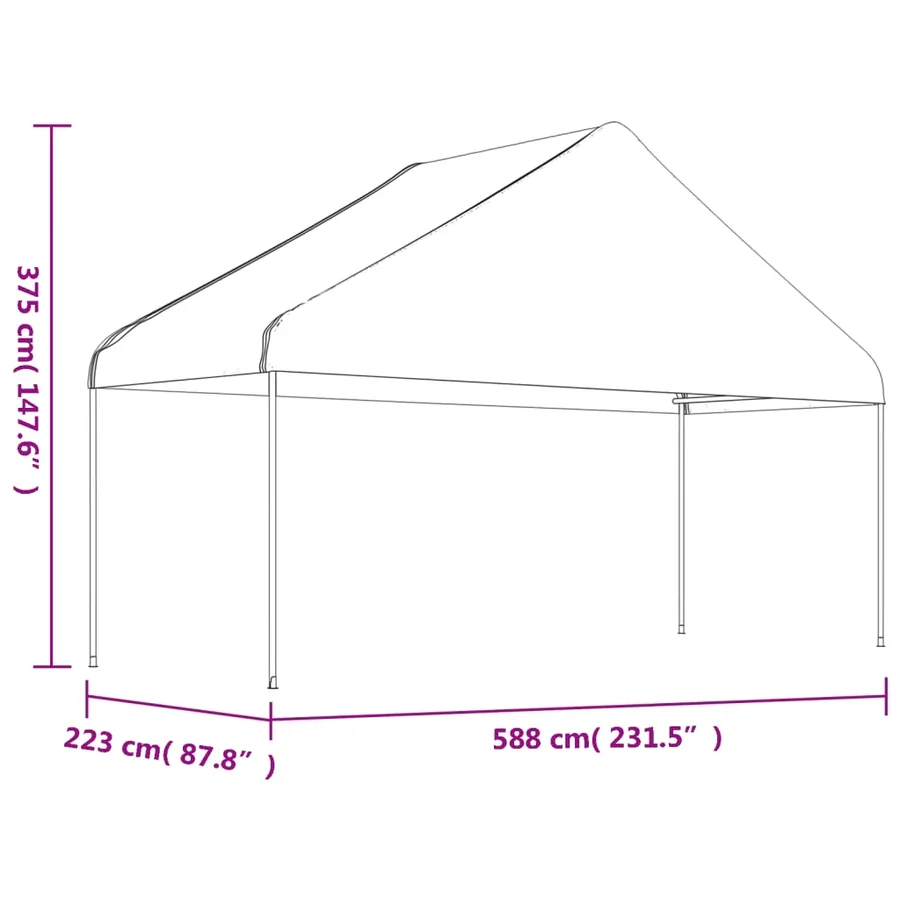 Belvédère avec toit blanc 8,92x5,88x3,75 m polyéthylène - 6