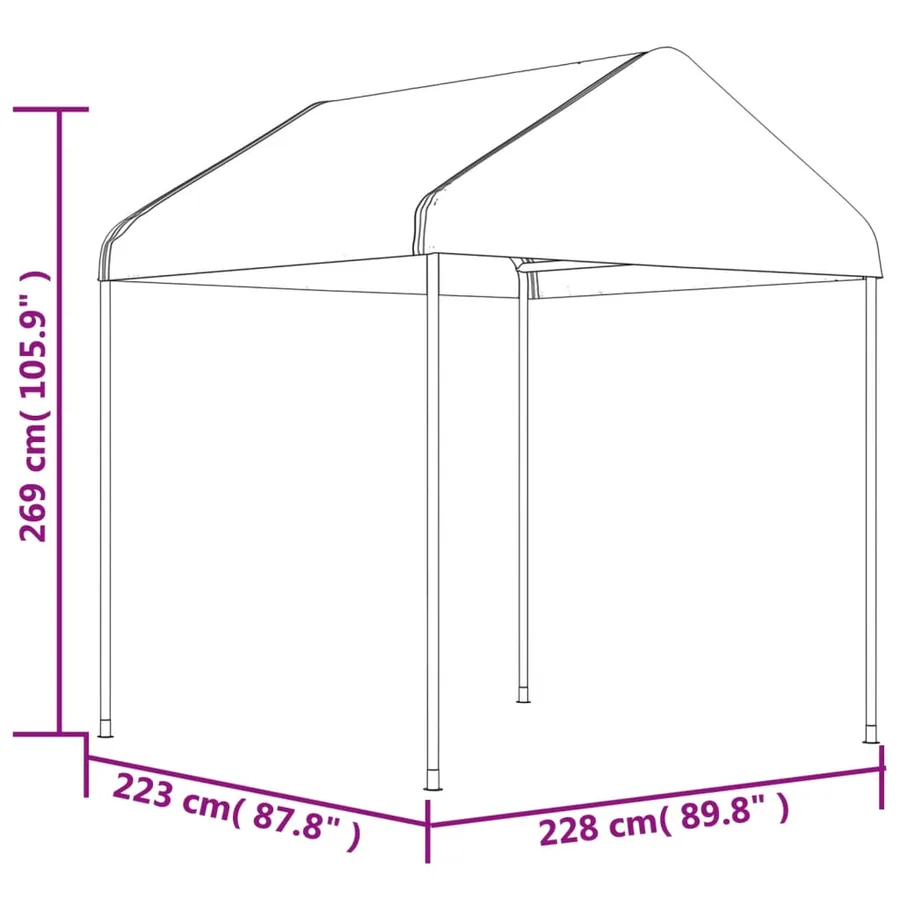Belvédère avec toit blanc 17,84x2,28x2,69 m polyéthylène - 6